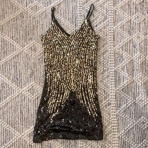 Sparkly gold and black party dress
